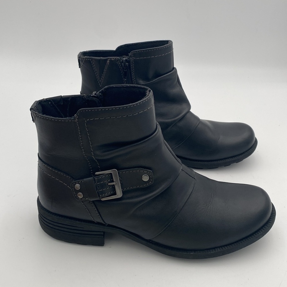 Earth Origins Black Ankle moto Boots women 9.5 leather casual office goth retro - Picture 4 of 14